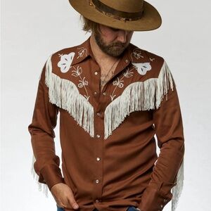 H Bar C - Brown Western Fringe Shirt